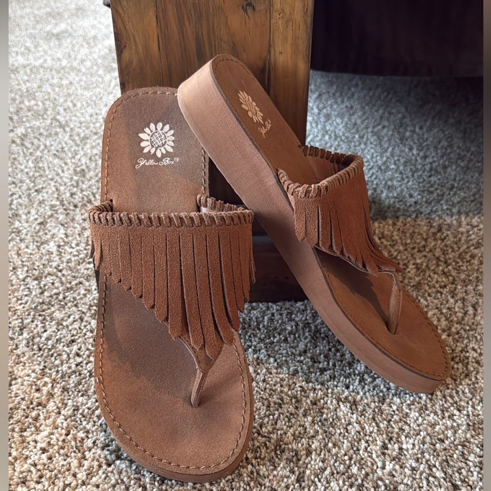 Yellow Box Tan Fringe Sandals